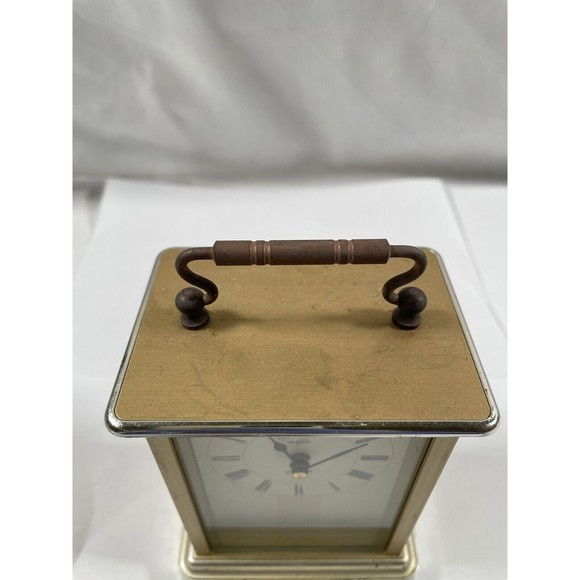 Quartz Accents Vintage Alfa Quartz Brass Desk Clock Made In Germany